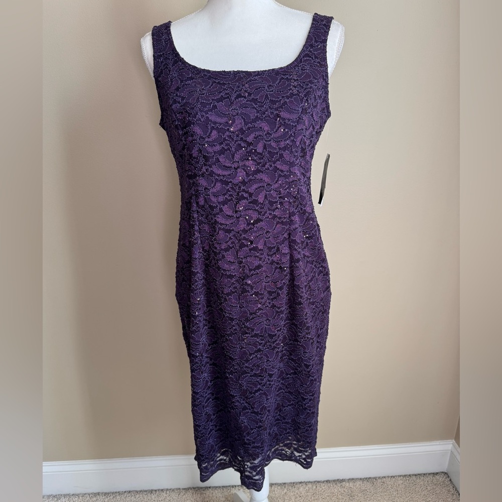 Alex Evenings Purple Midi Dress for Special Occasions